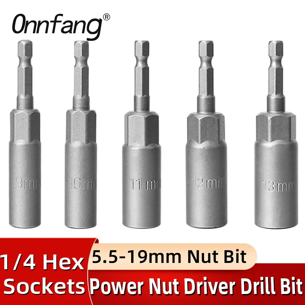 1PC 5.5-19mm Hex Socket Driver Drill Bit 1/4-inch Shank Hex Length Deepen Impact Socket Adapter Power Screwdriver key Hand Tools