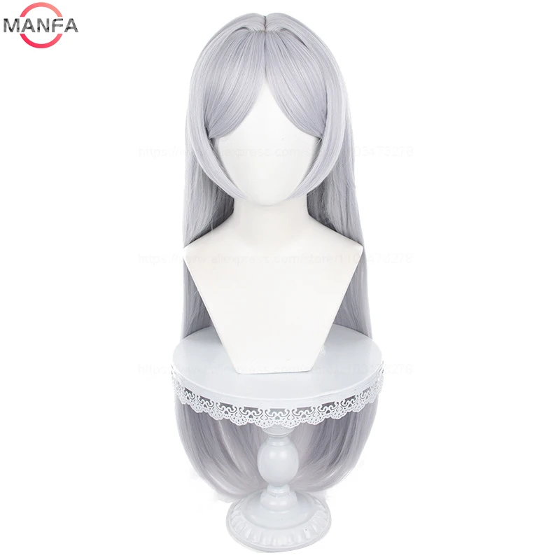 High Quality Frieren Cosplay Wig Anime Frieren At The Funeral 85CM Long Silver White Wigs Heat Resistant Synthetic Wigs