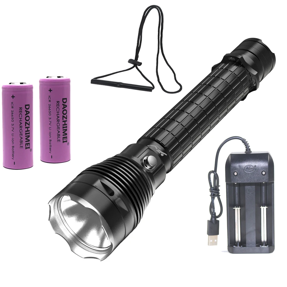 Professional Diving Flashlight 30W High Power Underwater Lighting Diving Torch 26650 Rechargeable Scuba Flashlights