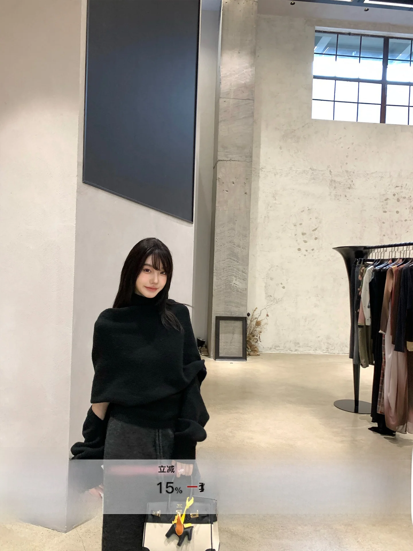 

Chic Lazy Paper Person Wool High Collar Sweater Set Ne Hanging Vest Set Women's Loose Fit Knitted Long Sve Color