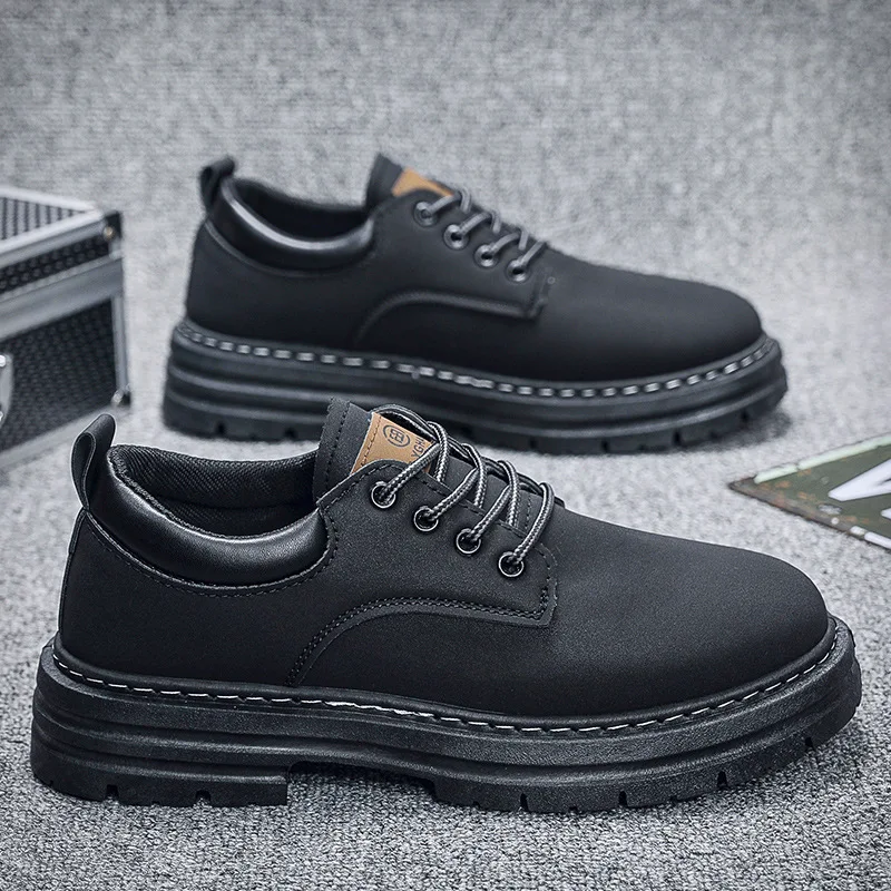 

Мужские высокие ботинки, четырехсезонная уличная рабочая обувь, противоскользящие и удобные желтые ботинки, модные повседневные кожаные ботинки в британском стиле