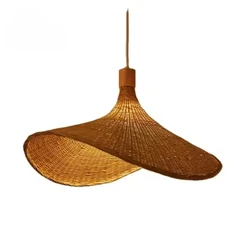 50CM Modern Creative Woven Chandelier Chinese Bamboo Light Fixture Rattan Pendant Light Cover Butterfly Pendant Light for Indoor