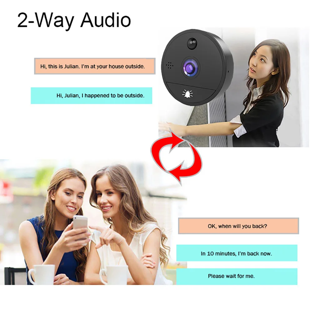 4.3 Cal 2MP 1080P Tuya/YCC365 APP bezprzewodowy dzwonek WIFI IR Night Vision Motion Detection wideodomofon wizualny wizjer do drzwi