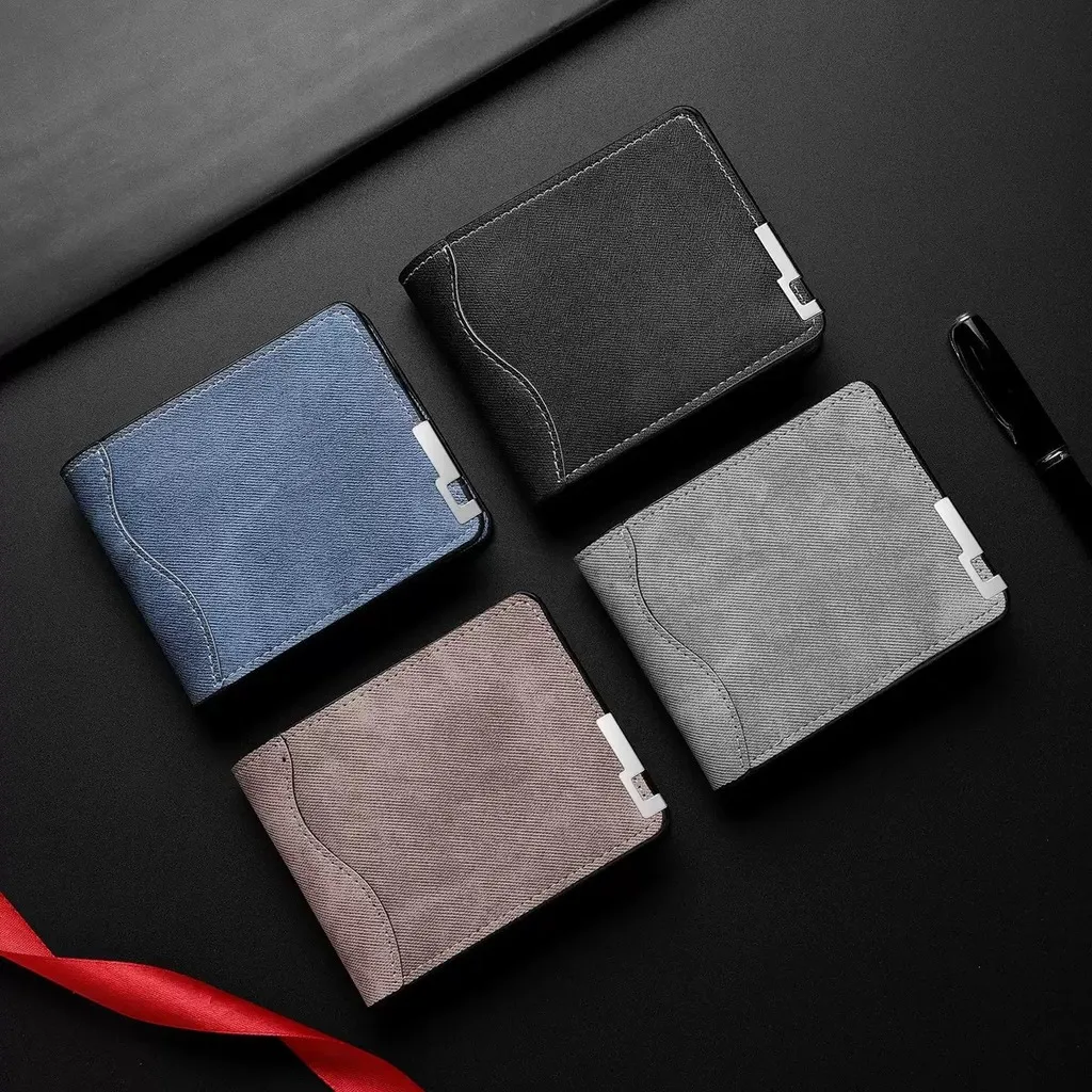 Bifold Wallet Horizontal Horizontal Wallet Men'S Purse Wear-Resistant Daily Purse For Traveling Cash Daily Commuting