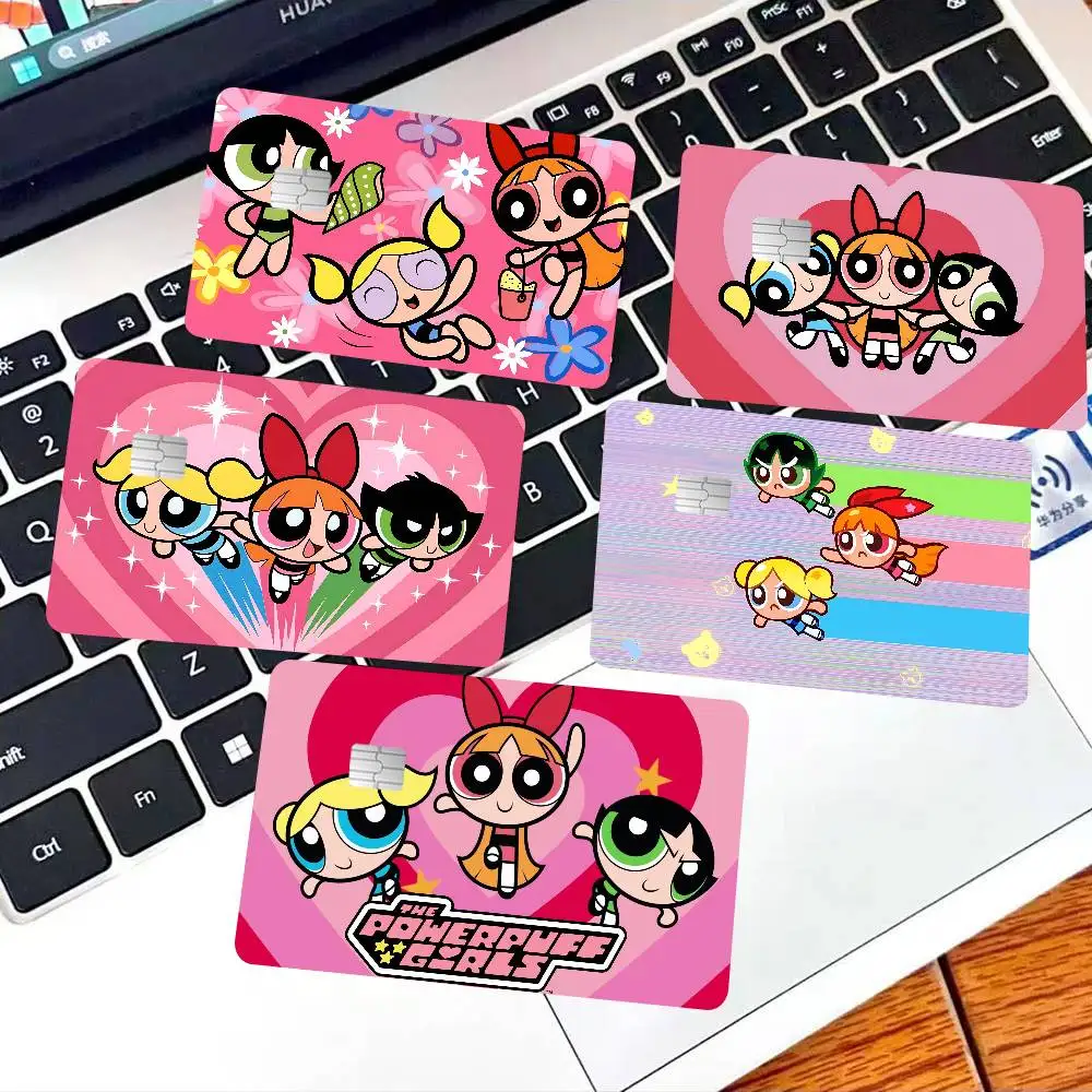 Children Animation The P-Powerpuff G-Girls 2024 Anime Cartoon Skin Stickers Film Tape Case for Big Credit Debit Card Front Side