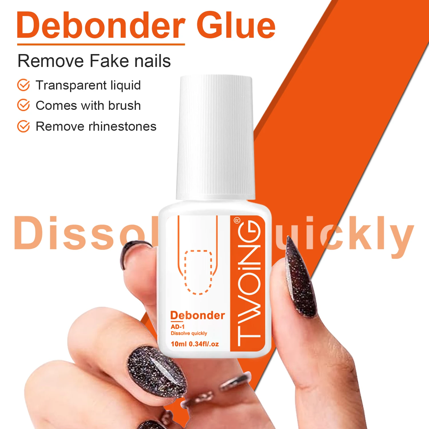 Glue Debonder para remover unhas postiças, removedor de pontas de unhas, acessórios de manicure, líquido de rápida dissolução, 10ml