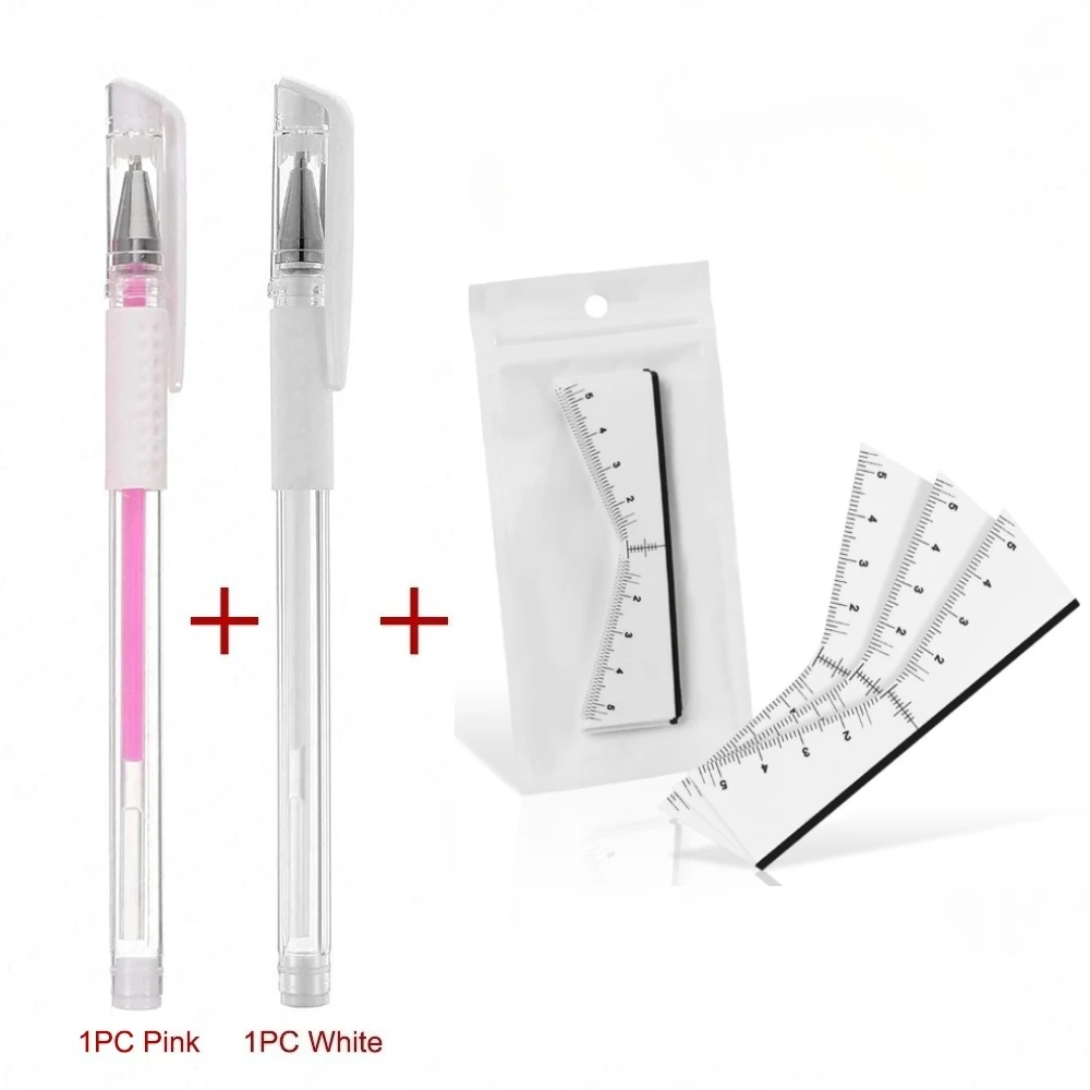 Eyebrow Position Mark Tools Microblading Brow Shape Mapping Kit with White Marker Pen and Brows Outline Design Ruler