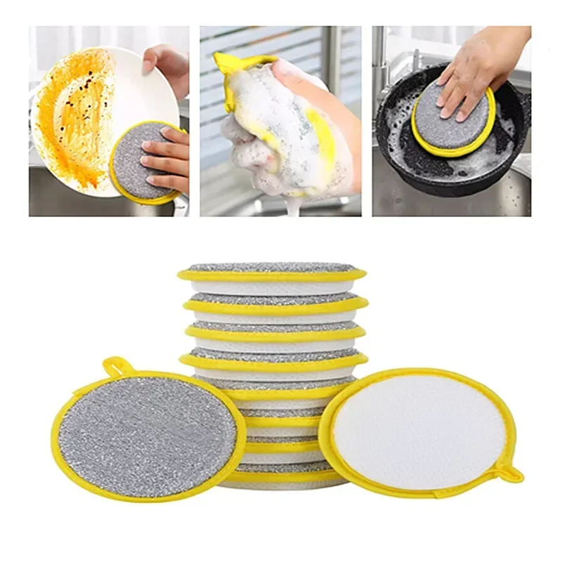 Éponges à vaisselle réutilisables et lavables, 15 pièces, éponge magique Double face pour laver la vaisselle, choses utiles pour les outils de nettoyage de la cuisine