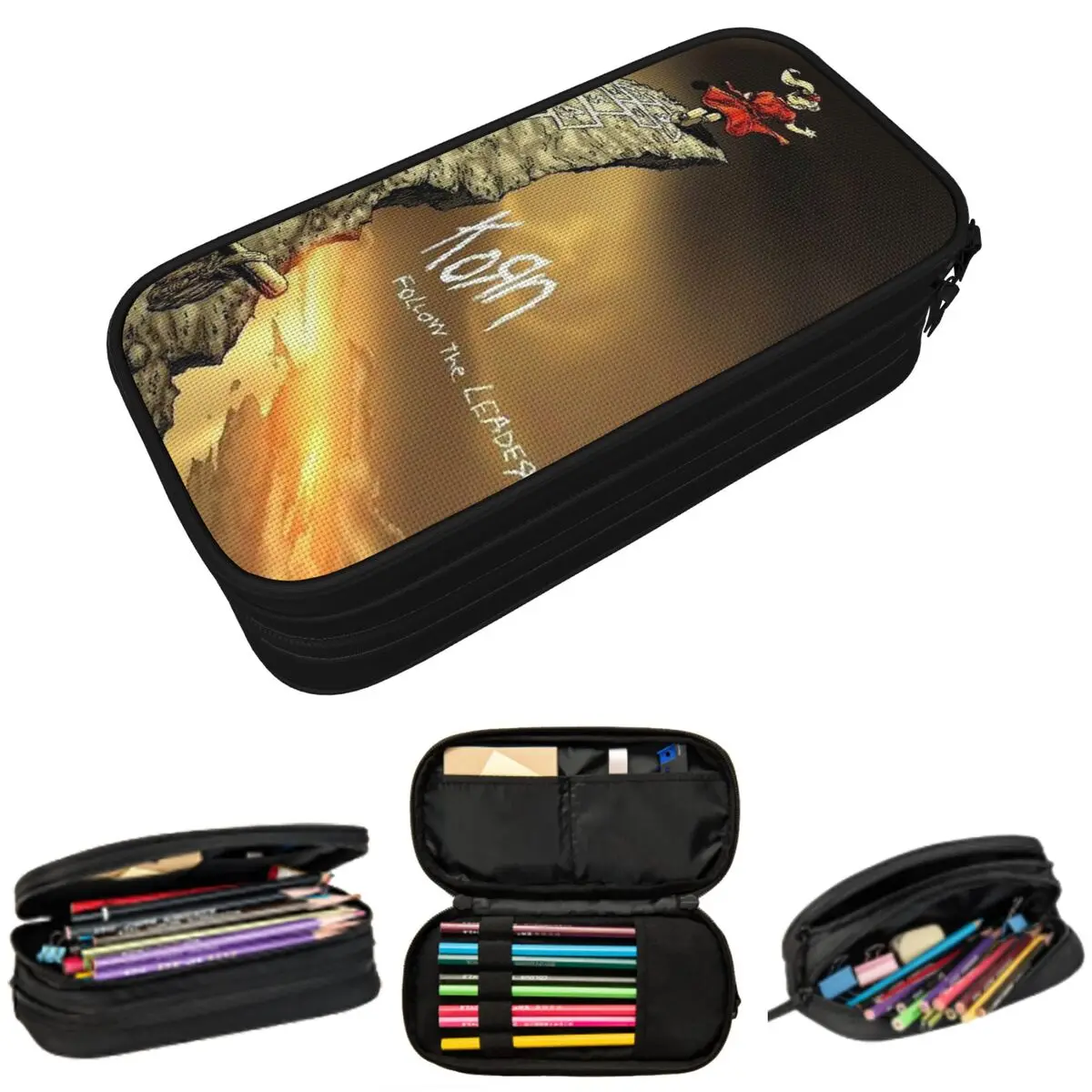 

Korn Band Rock Metal Music Pencil Case for Students Gifts Pen Box Pencil Bag Stationery Supplies Pen Holder Bag