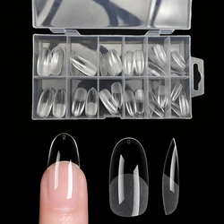 Long Round False Nails Set of 120 Pieces, Pre-Made Semi-Matte Glue-On Nail Tips, Suitable for Full Cover Acrylic False Nails, for Home DIY Salon Use, 12 Sizes