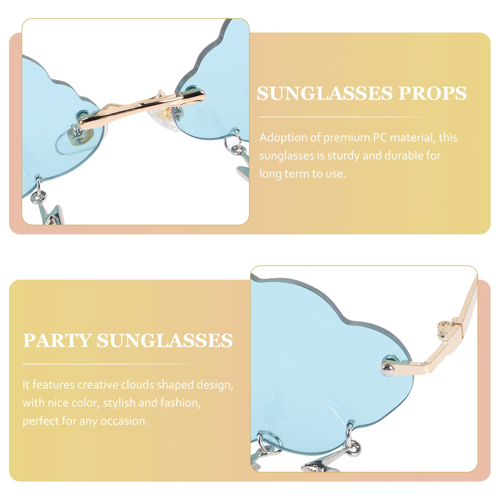 

Irregular Sunglasses Photo Props Shaped Frameless Eyeglasses For Unisex Fashion Party Photo Props Costume Accessory