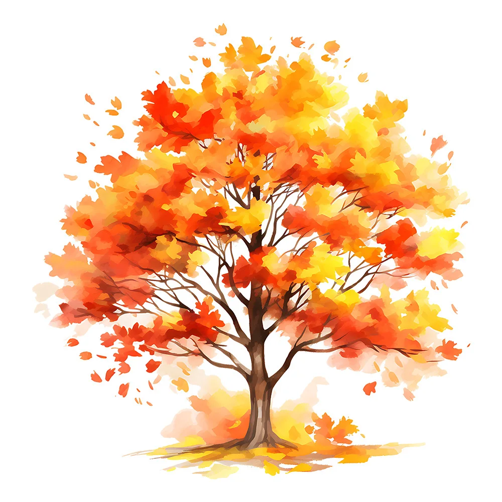 30 types Watercolor Autumn Fallen Leaves Pumpkin DTF Thermo Sticker Decals Heat Transfer Clothes Clothing Crafts Diy Accessory