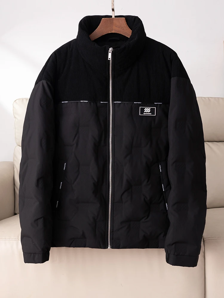 

Comfortable Corduroy Stand Collar Men's down Jaet Spor Versatile Wear Resistant Warm Outerwear Faionable Urban Sle