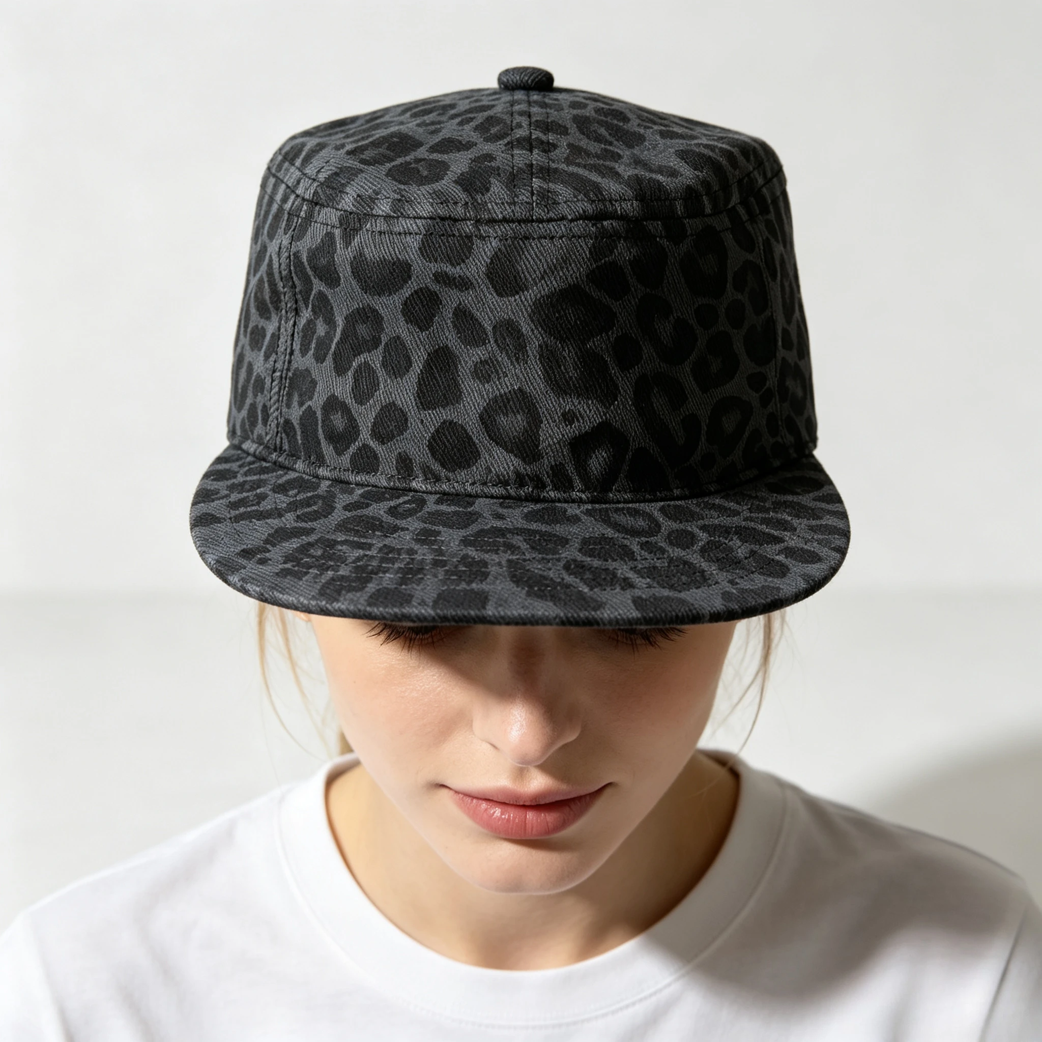 Vintage-Kappe mit Leopardenmuster, flache Oberseite, süße, coole Arbeitsmütze mit kurzem Rand, personalisierte Newsboy-Mütze für Damen, tägliches Outfit – Detail 4