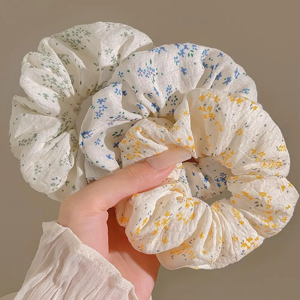 HOT Simple Floral Scrunchie Elastic Rubber Band Rope Hair Accessories Set 3PCS Gilrs Plaid Hair Ties Large Intestine Hair Loop