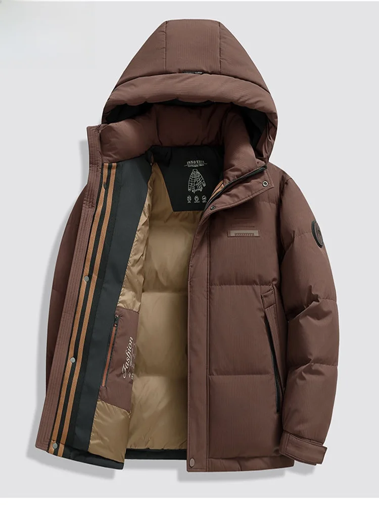 

TUCANO Winter Men's Thiened Hooded Bread down Jaet New Faion Lightweight Luxury Windproof Cold Proof Warm Outerwear