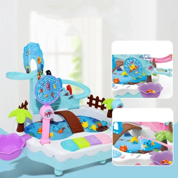 مجموعة ألعاب الصيد الكهربائية: متسلق البطريق 2 في 1 مع أضواء. هدية تعليمية تفاعلية لمتعة التعلم بين الوالدين والطفل