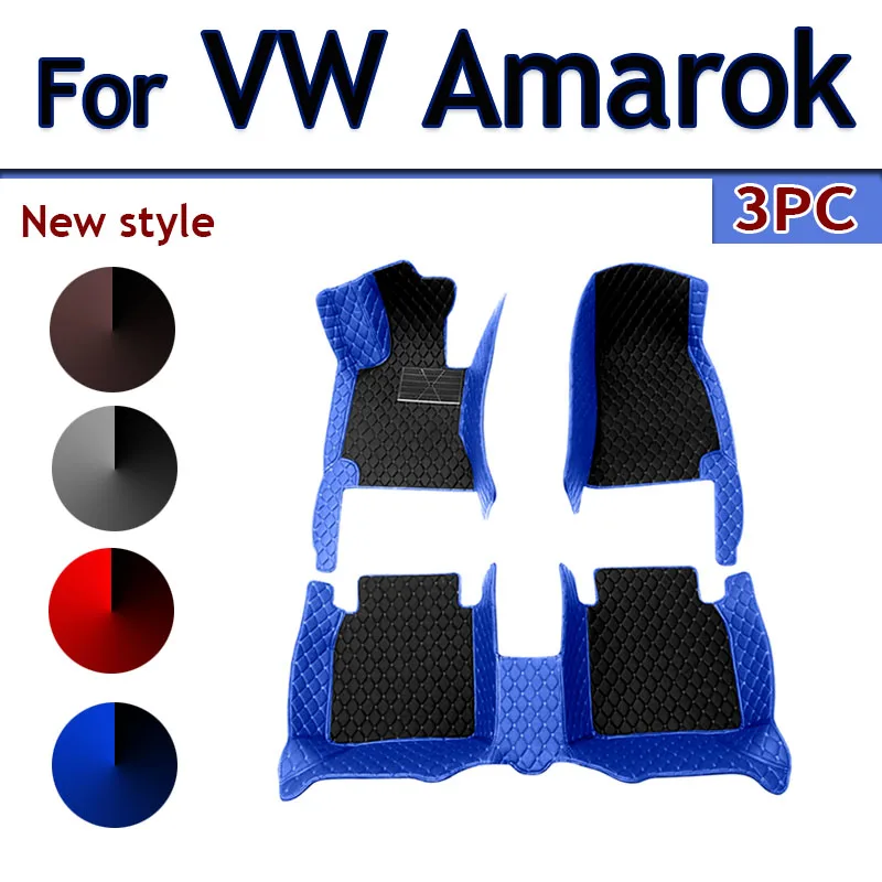 Car Mats For Volkswagen VW Amarok 2010~2022 Floor Rug Auto Interior Parts Carpet Pad Luxury Leather Mat Full Set Car Accessories