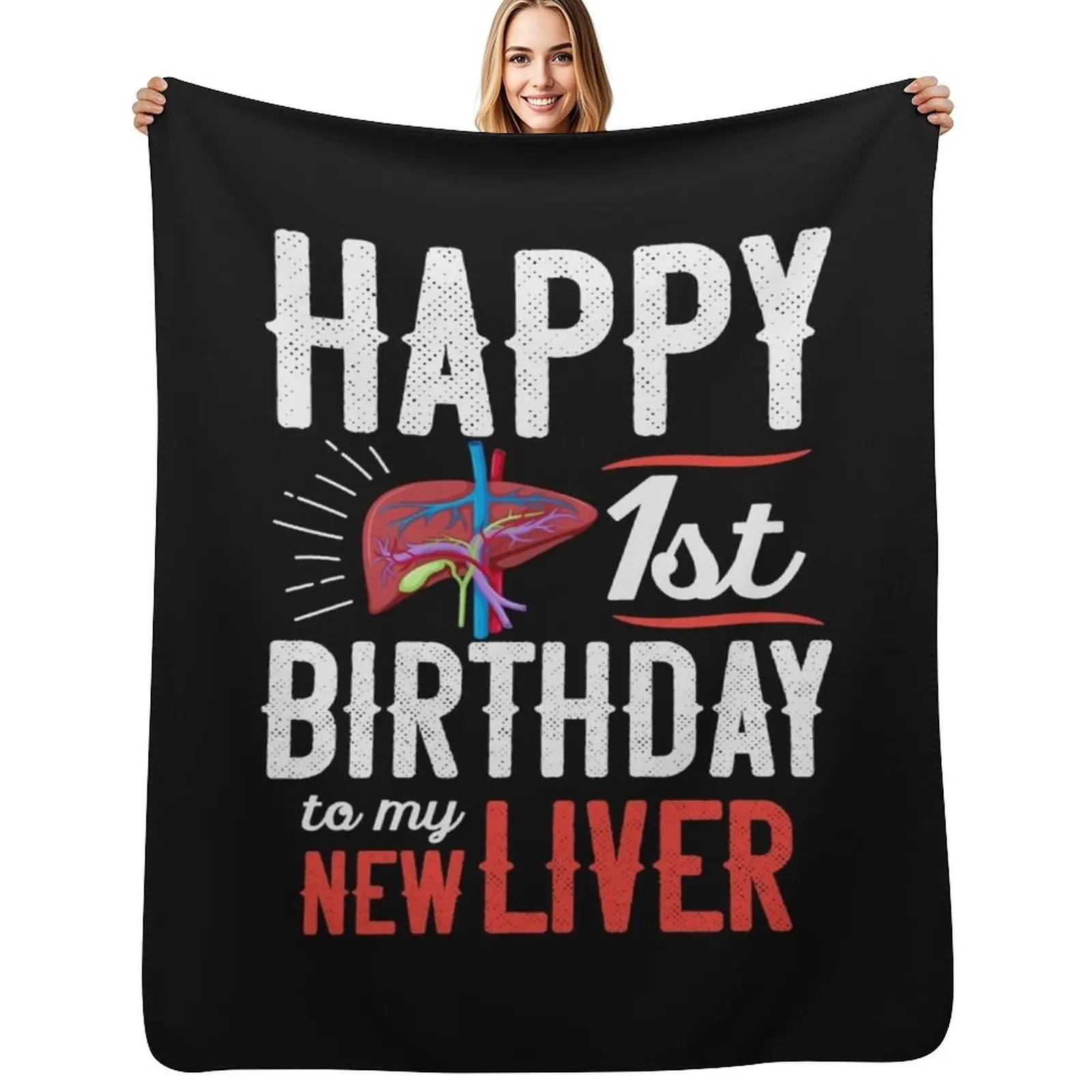 

Liver Transplant Recipient Anniversary design 1st birthday Funny Throw Blanket Retros warm for winter Thermal Designers Blankets