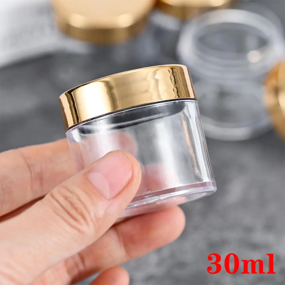 30ml(1oz) Gold Lid Nail Empty Bottle 20/50pcs Nail Powder Container Clear Cosmetic Sample Pots Nails Powder Jewelry Bottles #GTR