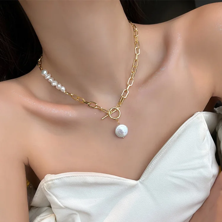 Original Jewelry 100% Natural Baroque Freshwater Pearl 14K Gold Filled Female Asymmetry Necklace For Women Gifts No Fade