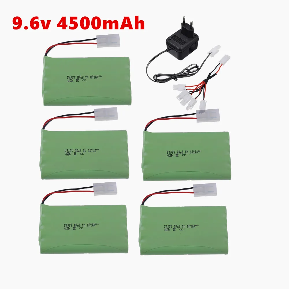 9.6V 4500mAh NI-MH battery for RC toys Car Tanks Trains Robot Boat Gun tools 9.6v 3000mah mimh battery charger 5in1 Cable set