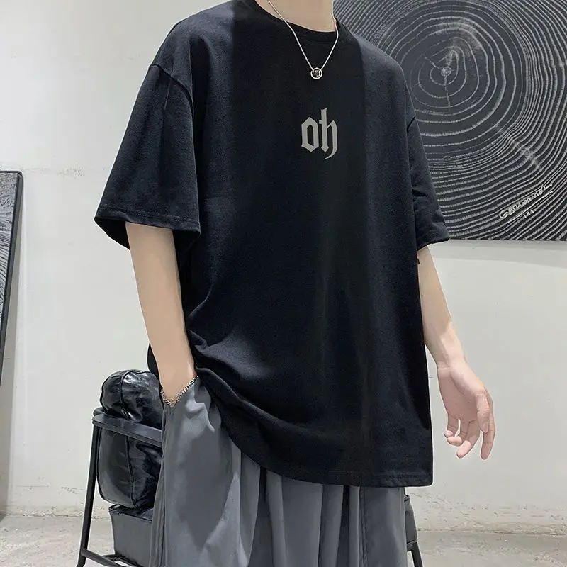 

Men's Summer New Simplicity Loose Trend T Shirts Short Sleeve Print Letter Plus Size Casual Tops Fashion Vintage Men Clothing