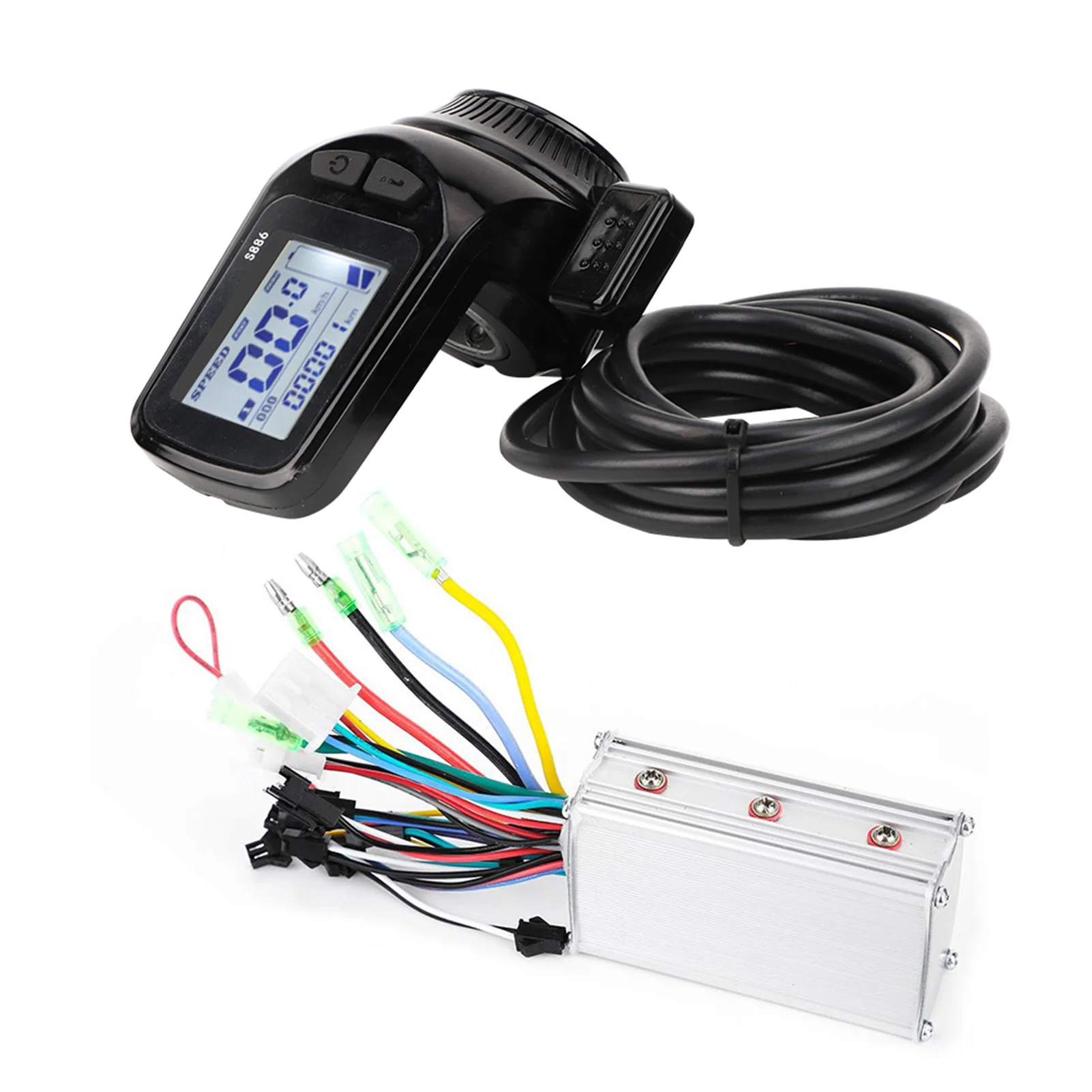電動自転車コントローラー-24v‑48v-13a-ブラシレスコントローラー-lcd-ディスプレイパネル付き-電動スクーターメーターコントロール-225mm-ハンドルバー用