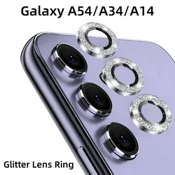 Bling Glitter Metal Lens Rings For Samsung Galaxy A54 A34 A14 5G Camera Glass Protector Alloy Frame Protective Cap Cover Film