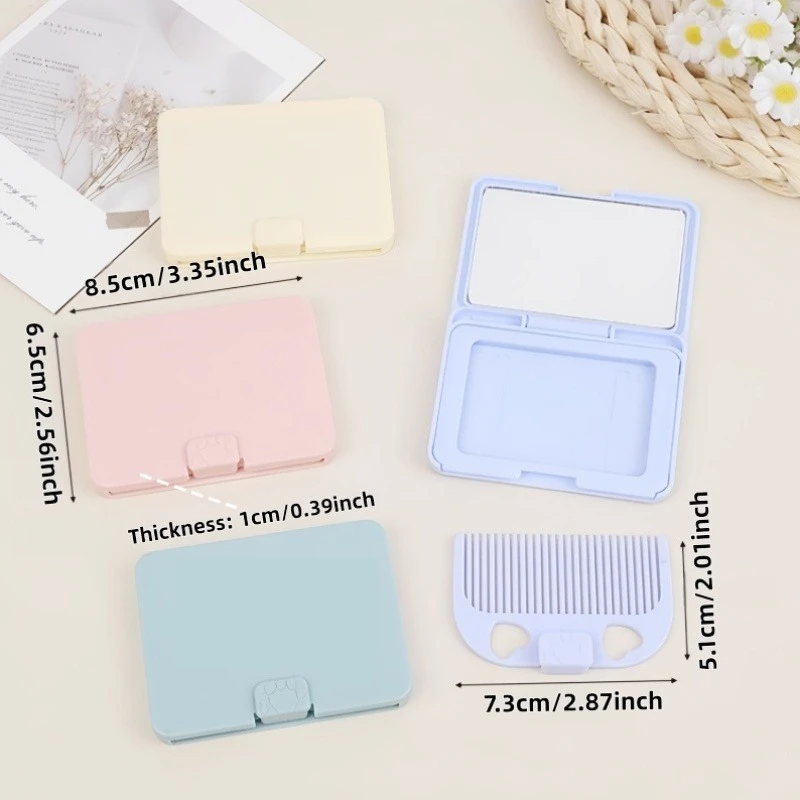 10Pcs-square carry-on comb small mirror set, outdoor portable mirror comb integrated folding makeup mirror