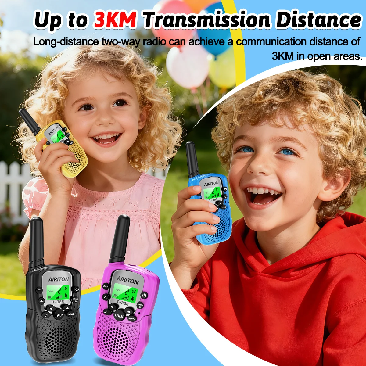 2 قطعة AIRITON T388 الاطفال اسلكية تخاطب PMR/FRS HD الصوت 10 دعوة لهجة طويلة المدى المحمولة اتجاهين هام راديو الأطفال هدية الكريسماس