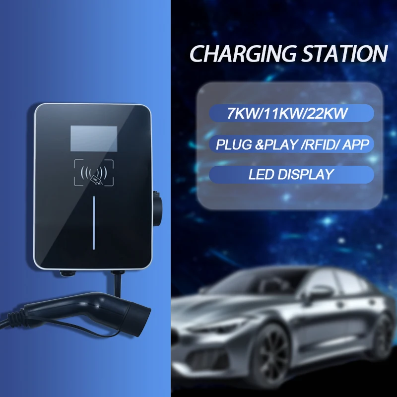 EV Charger Charging Station Wall-mounted Wallbox Floor-mounted 7kw 11Kw 22Kw Type 2 Electric Vehicle AC EV Charging Pile