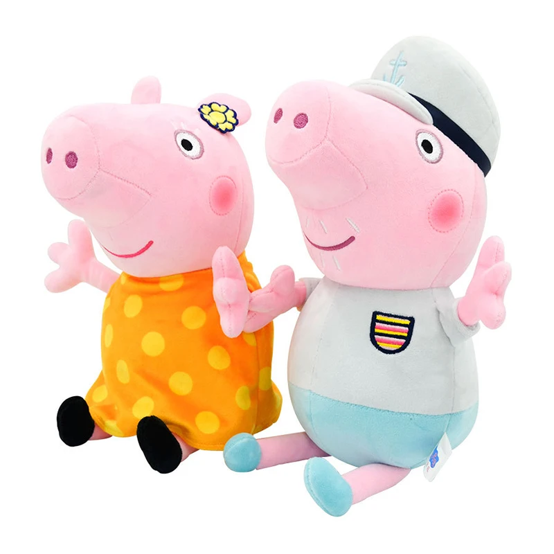 Muñecos de peluche de Peppa Pig para niños, juguetes de peluche suaves con algodón PP, regalo de decoración de cumpleaños, abuelo y abuela, 2 unidades por juego