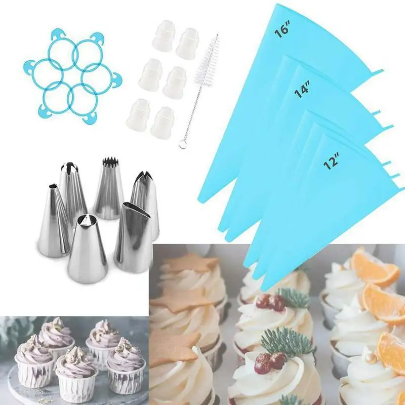 

25Pcs Piping Nozzle Set Cake Decorating Pastry Bag Silicone Tie Cake Decoration Accessories Cupcake Silicone Mold For Pastry