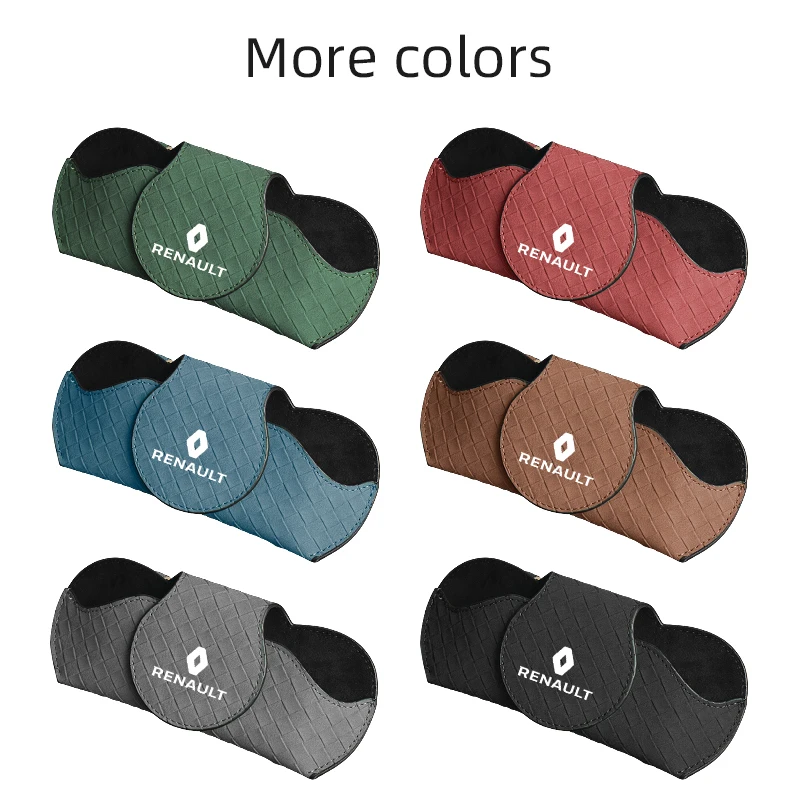 Car Interior Sun Visor Glasses Box Suede Sunglasses Storage Case For Renault Clio Koleos Megane Espace QM6 Kadjar Captur Scenic