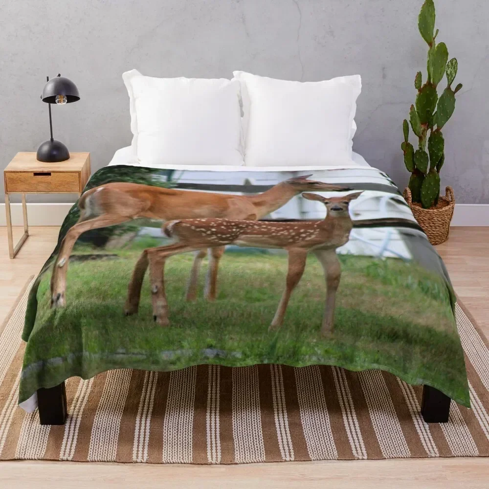

Deer: Doe and Fawn Throw Blanket Furry Sofa Throw halloween Fashion Sofas Blankets