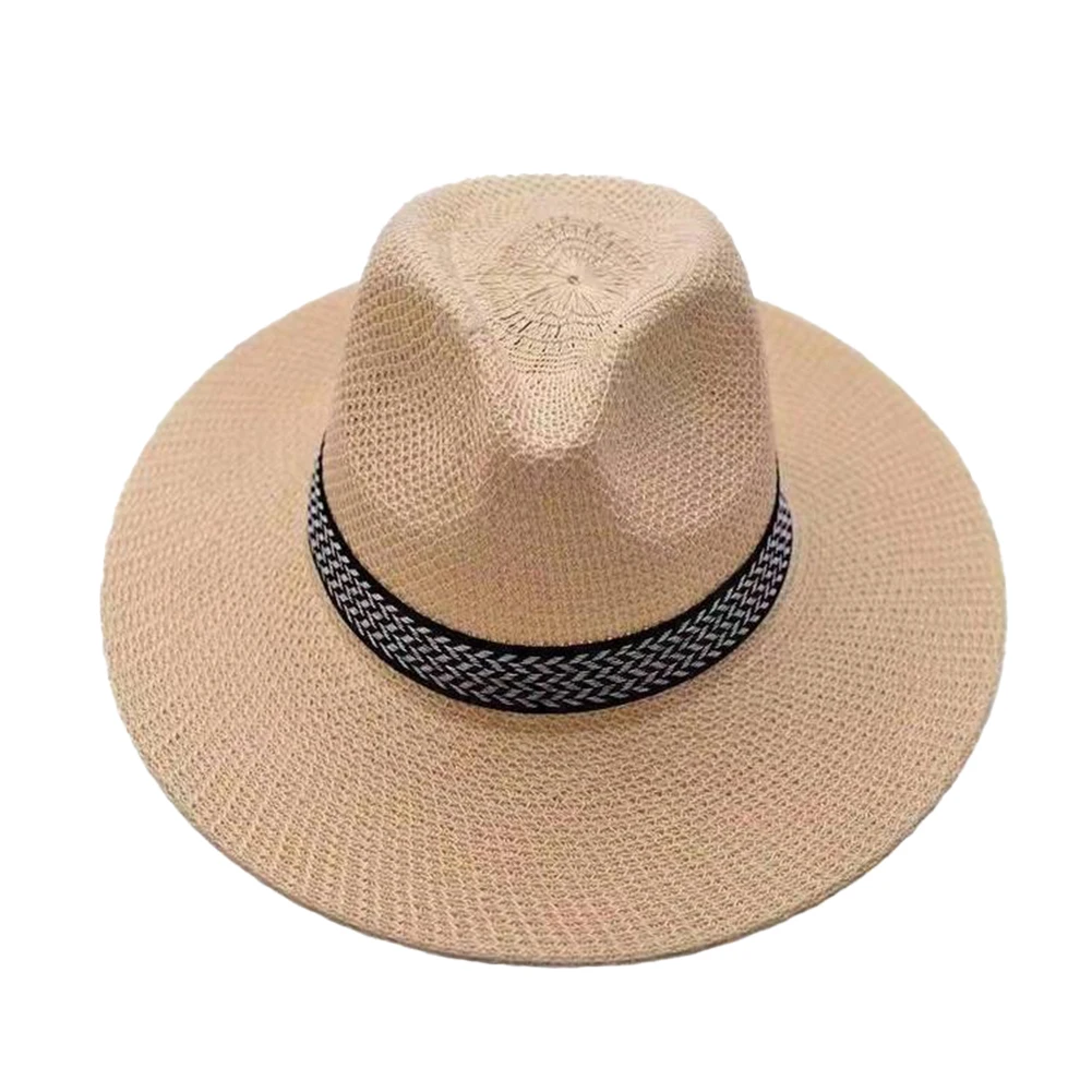 Summer outdoor men\'s sun hat, breathable cool hat, fishing straw hat, middle-aged and elderly fisherman hat, beach hat