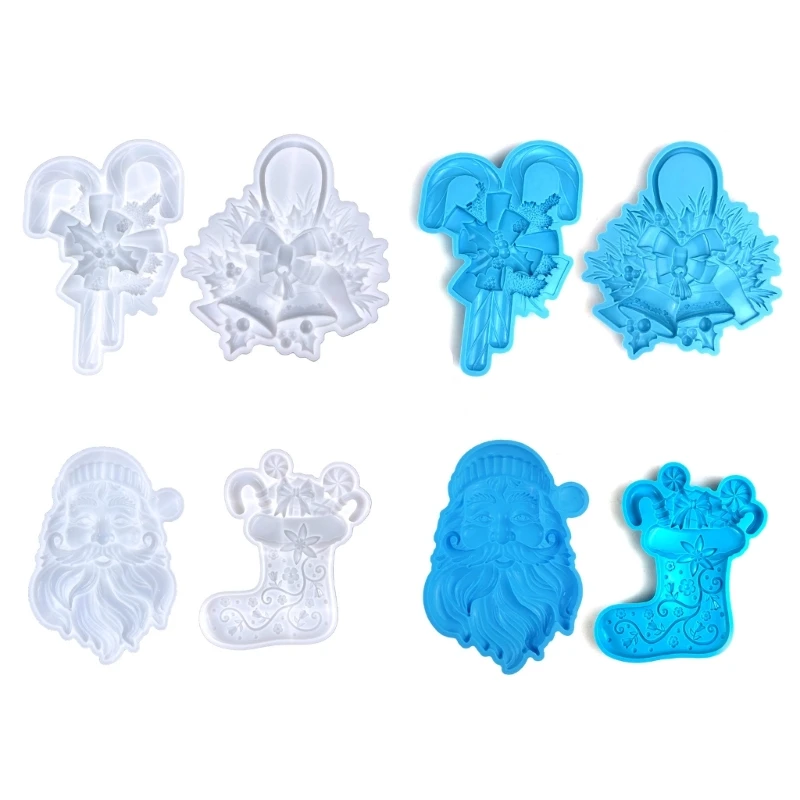 Silicone Santa Mold Wall-mounted Christmas Stereo Mold DIY Ornaments Pendant Epoxy Resin Crafting Molds Dropsale