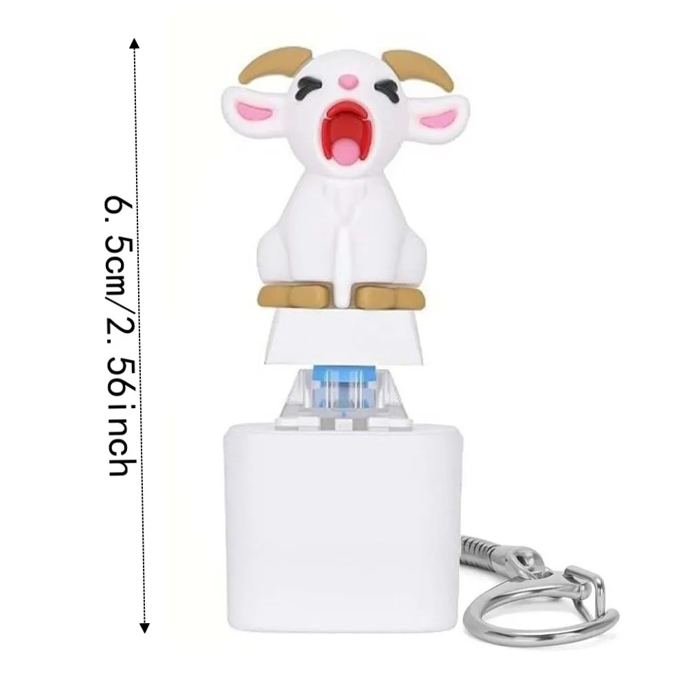 Rechargeable Screaming Goat Key Chain LED-Glowing Sound-Effect Mechanical Key Cap Portable-Clicky Cartoon Cat Fidget Button view 5