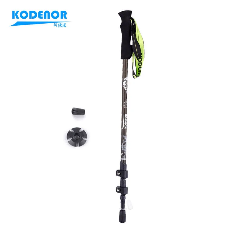 1PC KODENOR Walking Stick Carbon Cane 3Sections 63-135cm Telescopic  Alpenstocks Outdoor Hiking