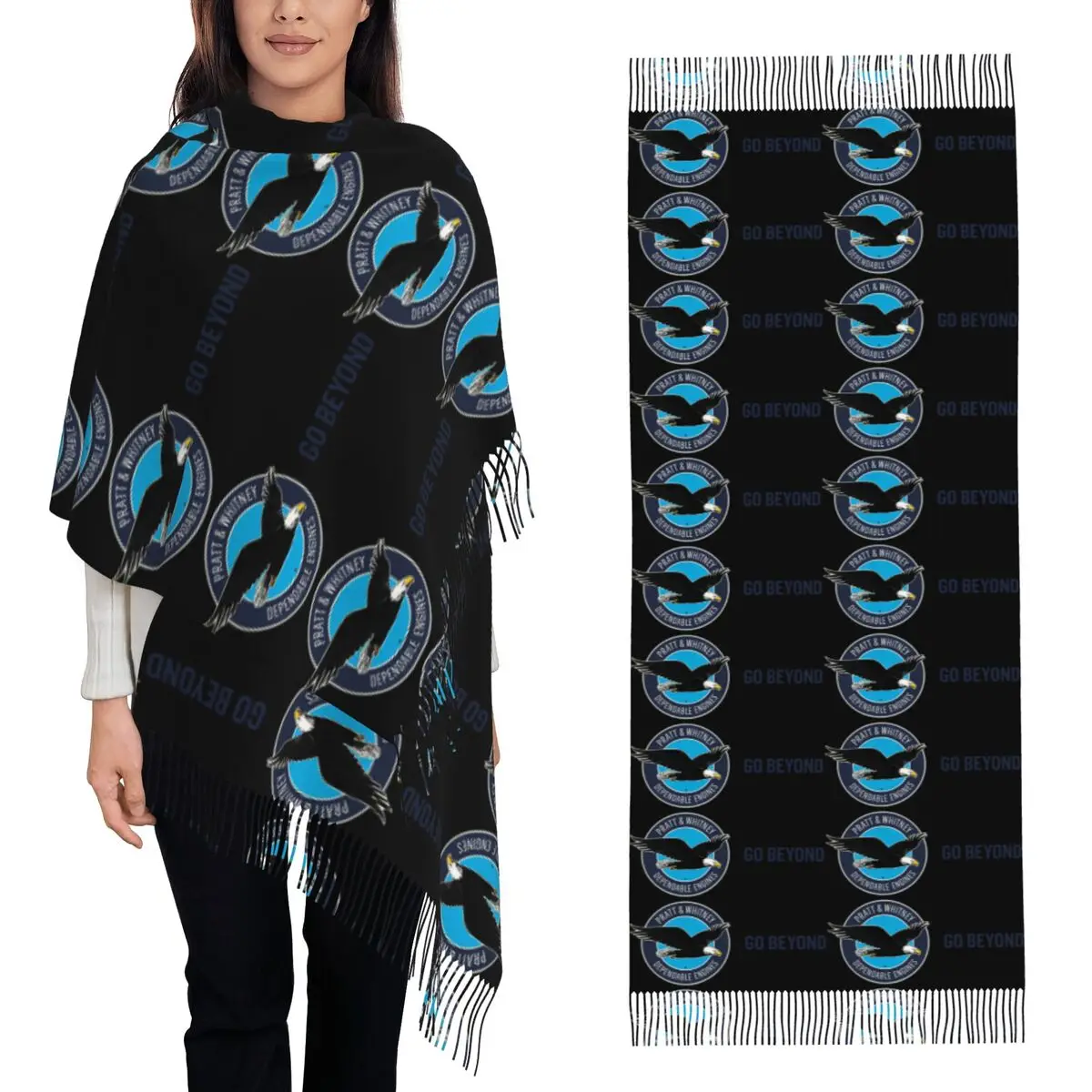 

Pratt And Whitney Logo Dependable Engines Scarf Tassel Scarves for Women Soft Warm Shawls and Wraps Long Fall Winter Shawl Wrap
