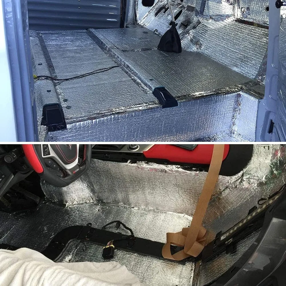 2000x500 مللي متر 5/10 مللي متر سيارة الصوت حصيرة الألومنيوم احباط مقاومة للحريق ارتفاع درجة الحرارة المقاومة رغوة حصيرة للسيارات هود تقليم سقف الباب الجذع