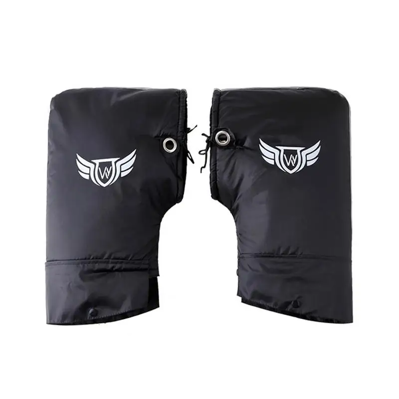 Motorcycle Handlebar With Reflective Strip Windproof PU Winter Thick Warm Handlebar Muffs Thermal Cover Gloves Universal