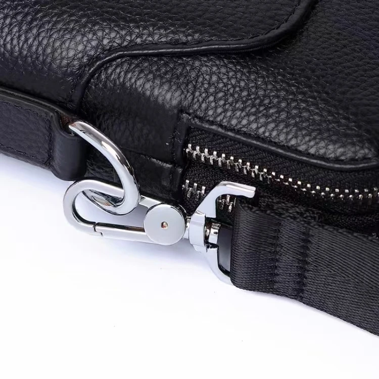 Double Zipper Leather Briefcase Business Luxury Handbag Multi-compartment Large Capacity Cross-body Bag Practical Office Bag