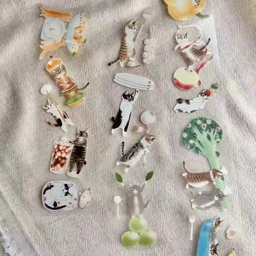 Davidcookslove Studio Vintage Lovely Cooking Cat Washi Paper Tape Planner DIY Card Making Scrapbooking Decorative Sticker