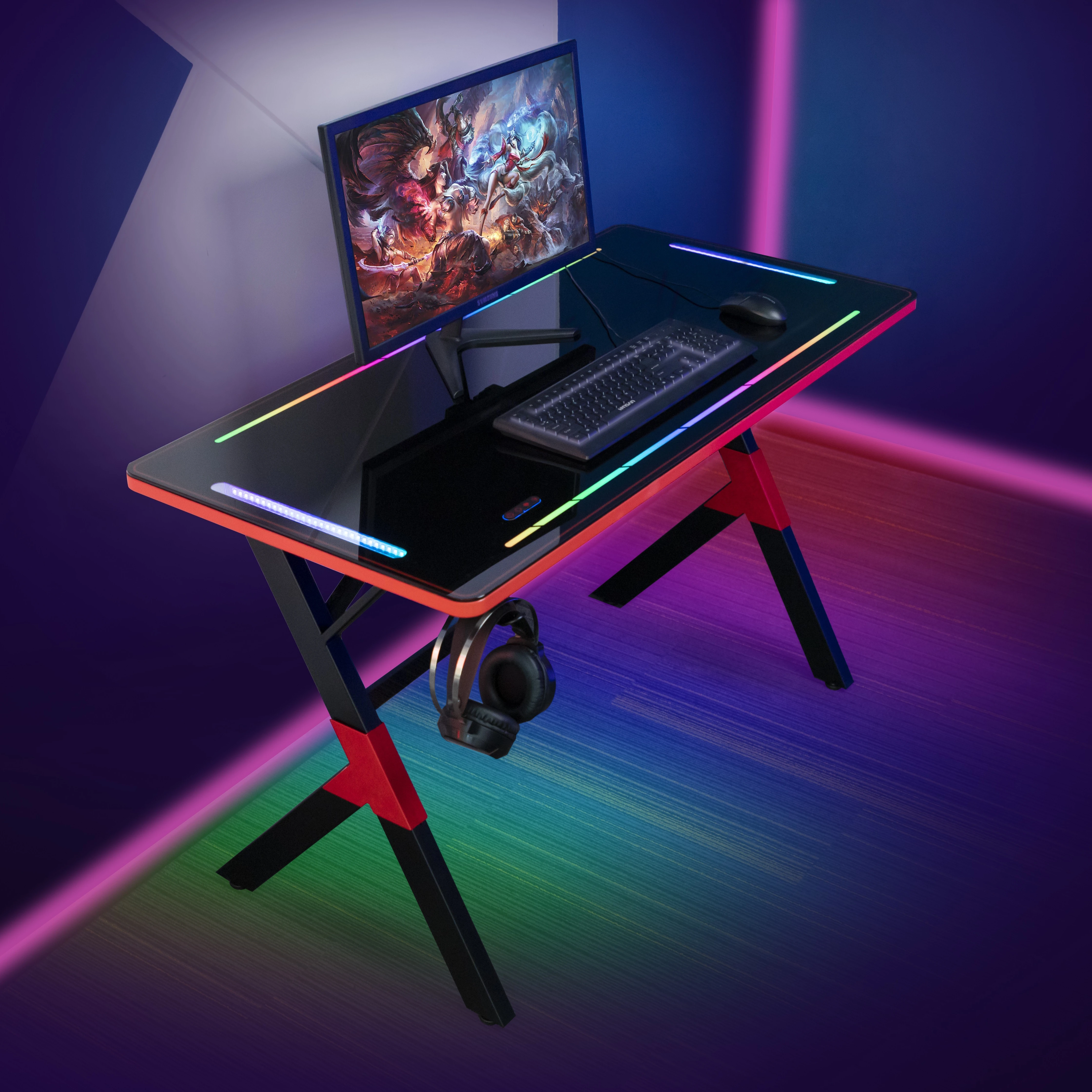 

Gaming Desk Table Gaming Computer Office Furniture Lifting Computer Electric Stand up Computer Desk Rgb Light Gaming Desk