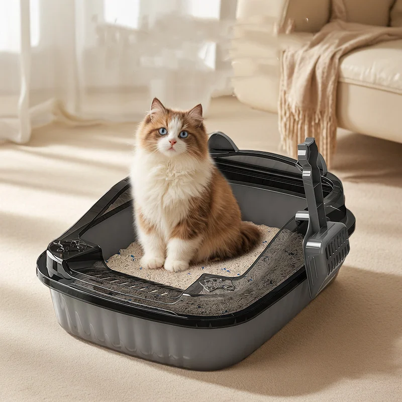 

Large cat litter box, popular pet toilet, sturdy litter box, cat keeping tools, trendy cat litter box