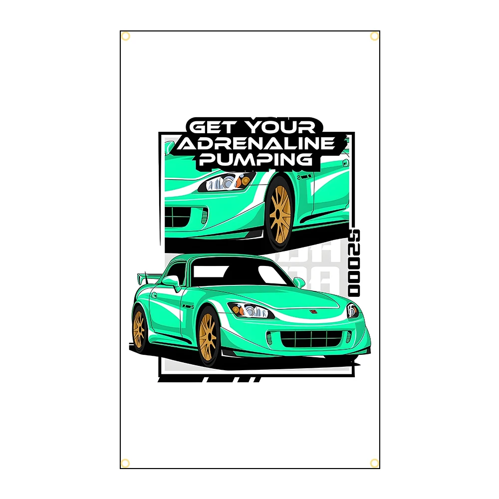 H S2000 JDM Car Flags Polyester Digital Printing Banner for Bedroom Wall Art Out Door Tapestry Decoration