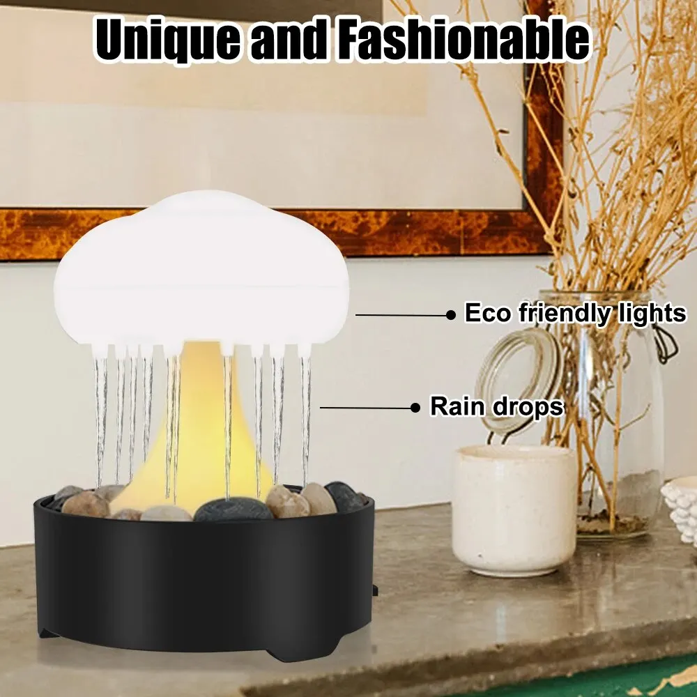 Portable Mushroom Fountain Lamp Rain Cloud Night Light For Home Bedroom Warm White Lights Home Decor