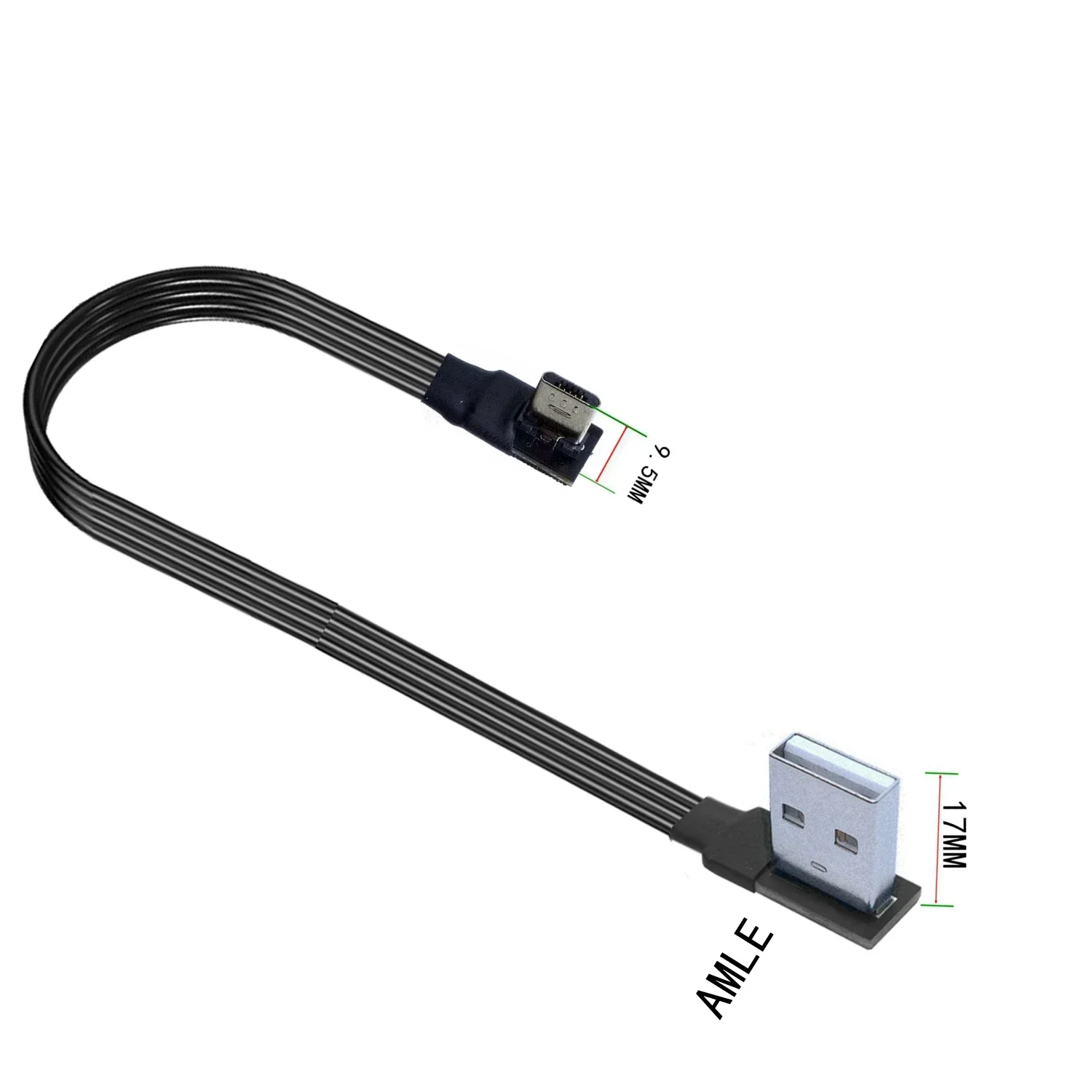 Hyper flat, flexible, top, bottom, left, right, 90 degree angle, USB UltraShort  micro USB plug to USB plug, 0.05m-3 meters